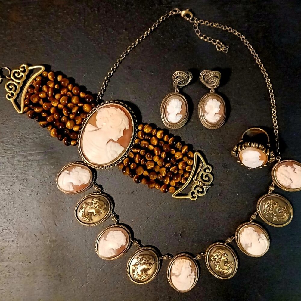 Amedeo NYC Vintage Hand Carved Italian Jewelry Set